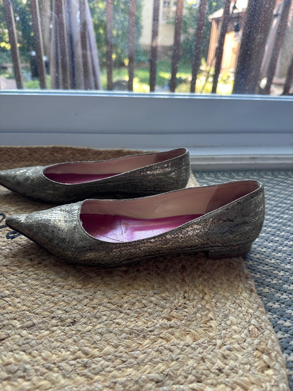 Kate Spade Metallic Gold Pointed Flats Size 8